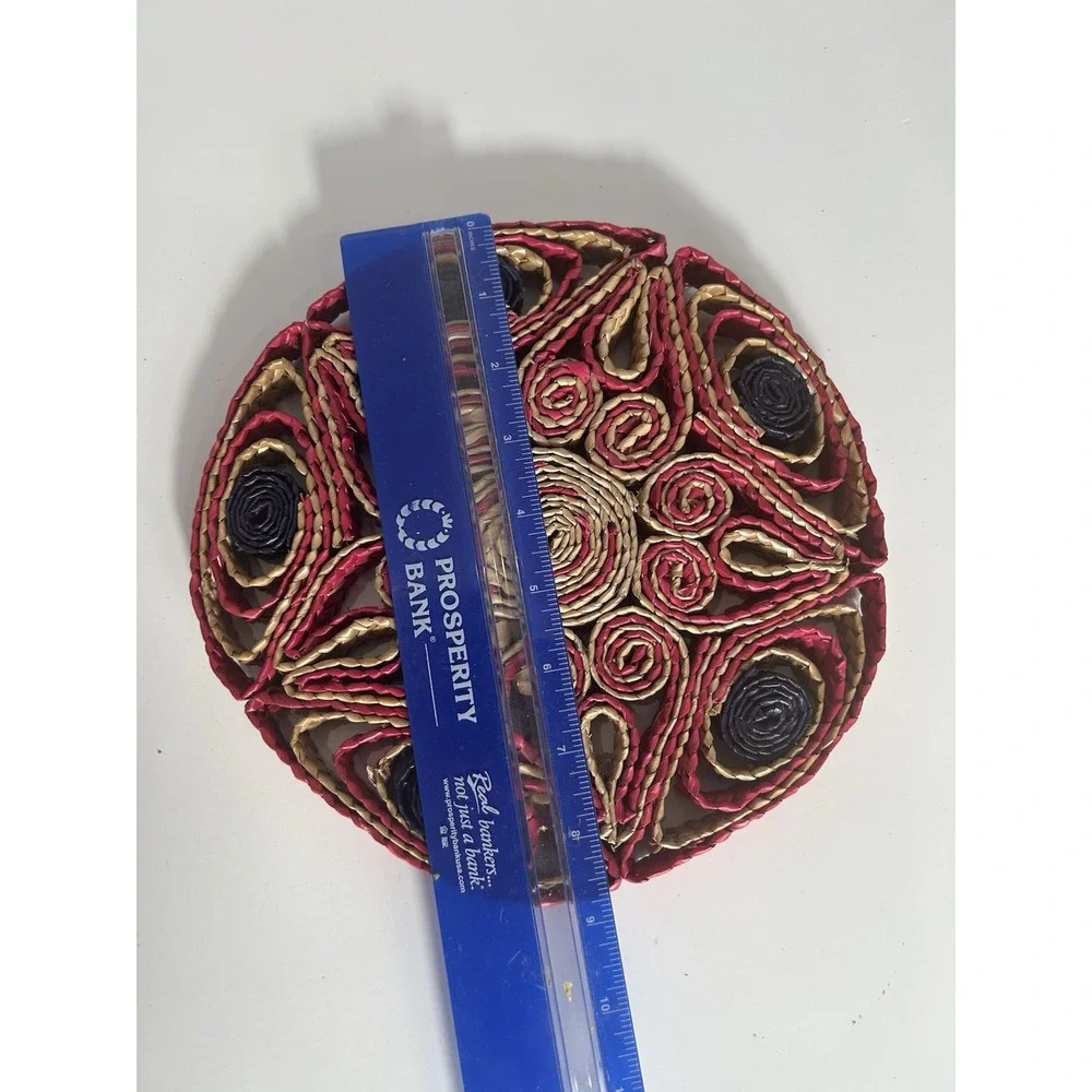 Vintage Rattan Raffia Trivet Woven Straw Decorative Hot Pad Boho Kitchen Décor‎
